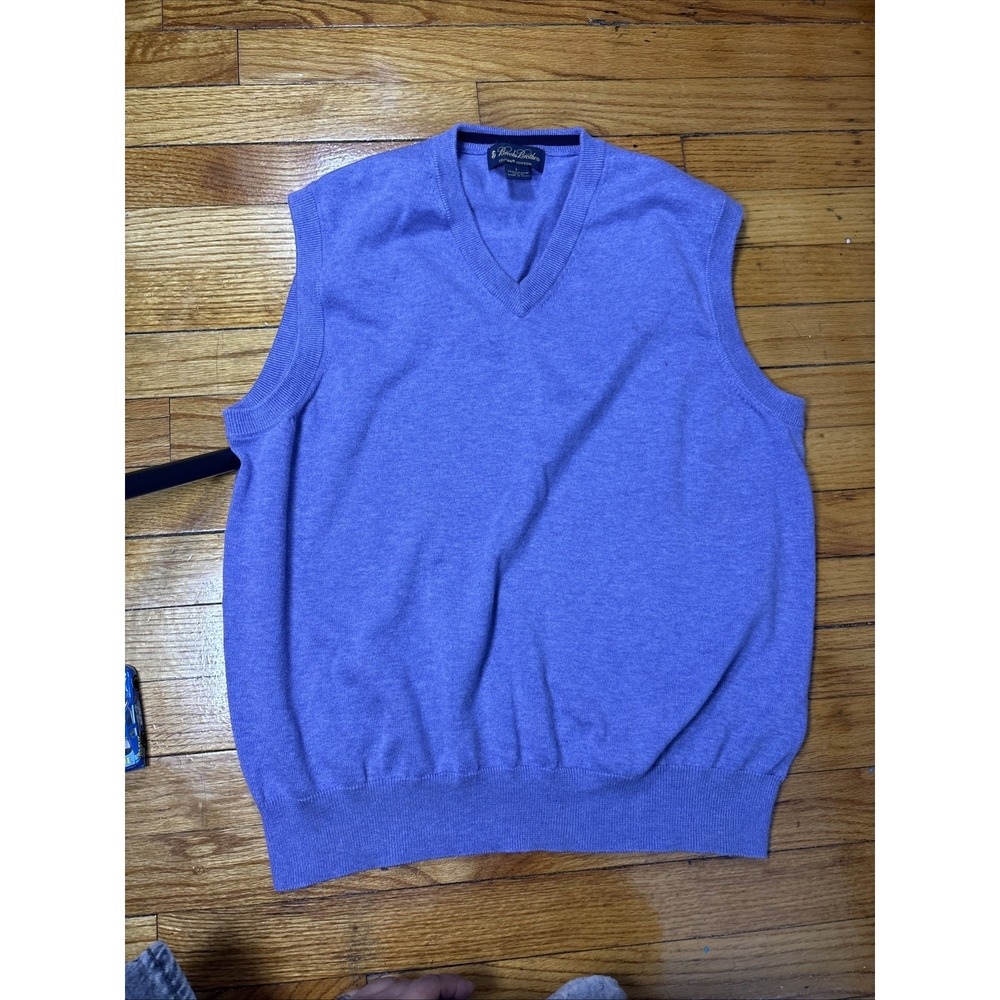 BrooksBrothers Sweater Vest Men L lavender lightpurple SupimaCottonV-Neck